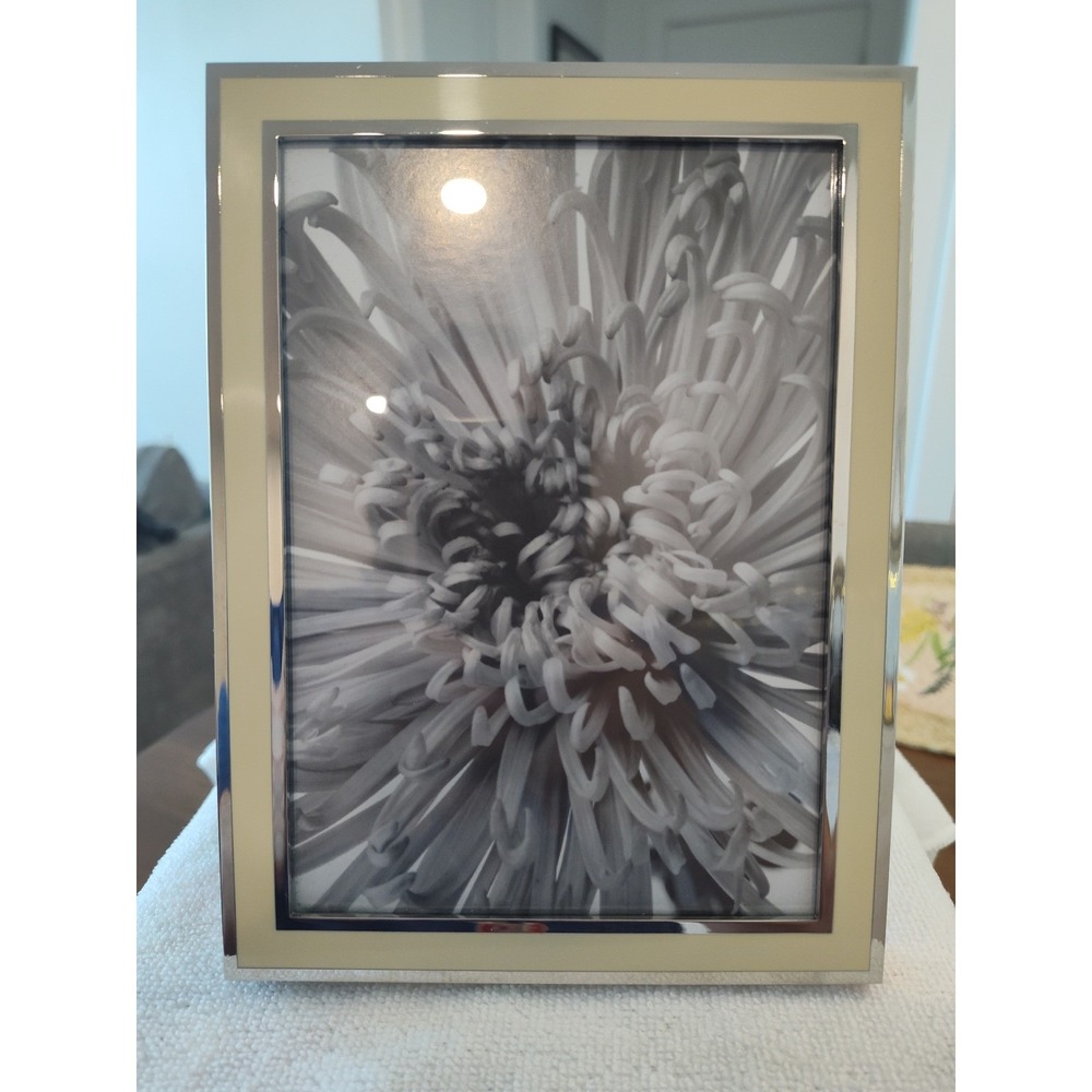 Restoration Hardware Greenwich 5x7 Picture Frame Ivory Silver Enamel Modern Deco